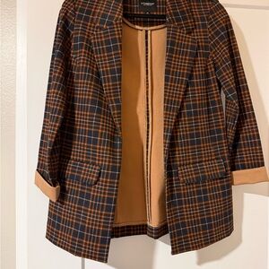 Liverpool Plaid Blazer in Navy and Camel Check
